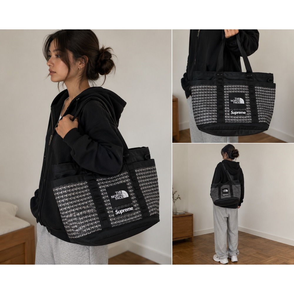 Supreme The North Face‎ Tote Women's Size OS Black Excellent Studded Utility Bag